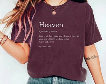 Heaven - Music Lyrics Tee - 80's Pop Vintage Unisex T-Shirt -  Retro Handwritten classic design - Gift for Music Lovers