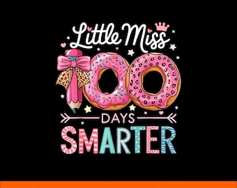 100 días más inteligente PNG / Diseño de chica con lápiz de donut (Descarga digital)