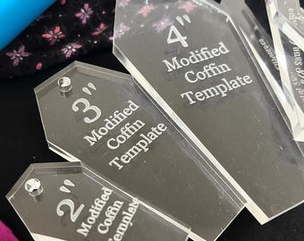 Coffin Quilting Template Set - Acrylic English Paper Piecing for Halloween Quilts, 2” to 6” Coffin Shape Pattern, EPP Quilt-As-You-Go Tool