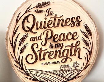Quietness and Peace Wood Sign, Isaiah 30:15 Bible Verse Decor, Christian Peaceful Wall Art for Home Family Prayer Room, Church Nursery Gift