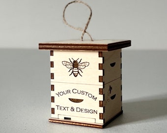 Custom Mini Beehive - Personalized With Your Name or Farm Name - Great Beekeeper Gift!
