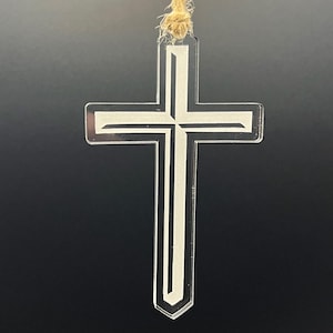 Enfeite de cruz de acrílico moderno – Apanhador de sol cristão gravado, presente religioso para Páscoa, batismo, confirmação, lembrança memorial, pingente de carro