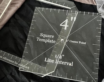 Quilt-As-You-Go Square Templates - QAYG Acrylic Quilting Ruler for Patchwork, 2.5” to 5” Size, DIY Quilt Block Guide, Reusable Quilting Tool