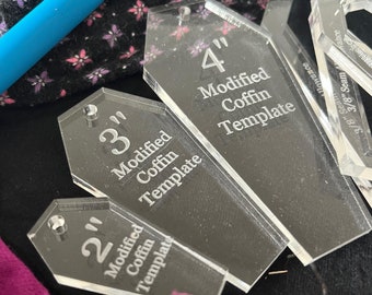 Coffin Quilting Template Set - Acrylic English Paper Piecing for Halloween Quilts, 2” to 6” Coffin Shape Pattern, EPP Quilt-As-You-Go Tool