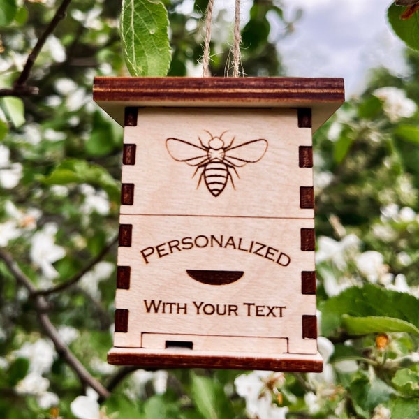 Personalized Miniature Beehive - Add Your Name or Farm Logo - Great Beekeeper Gift!