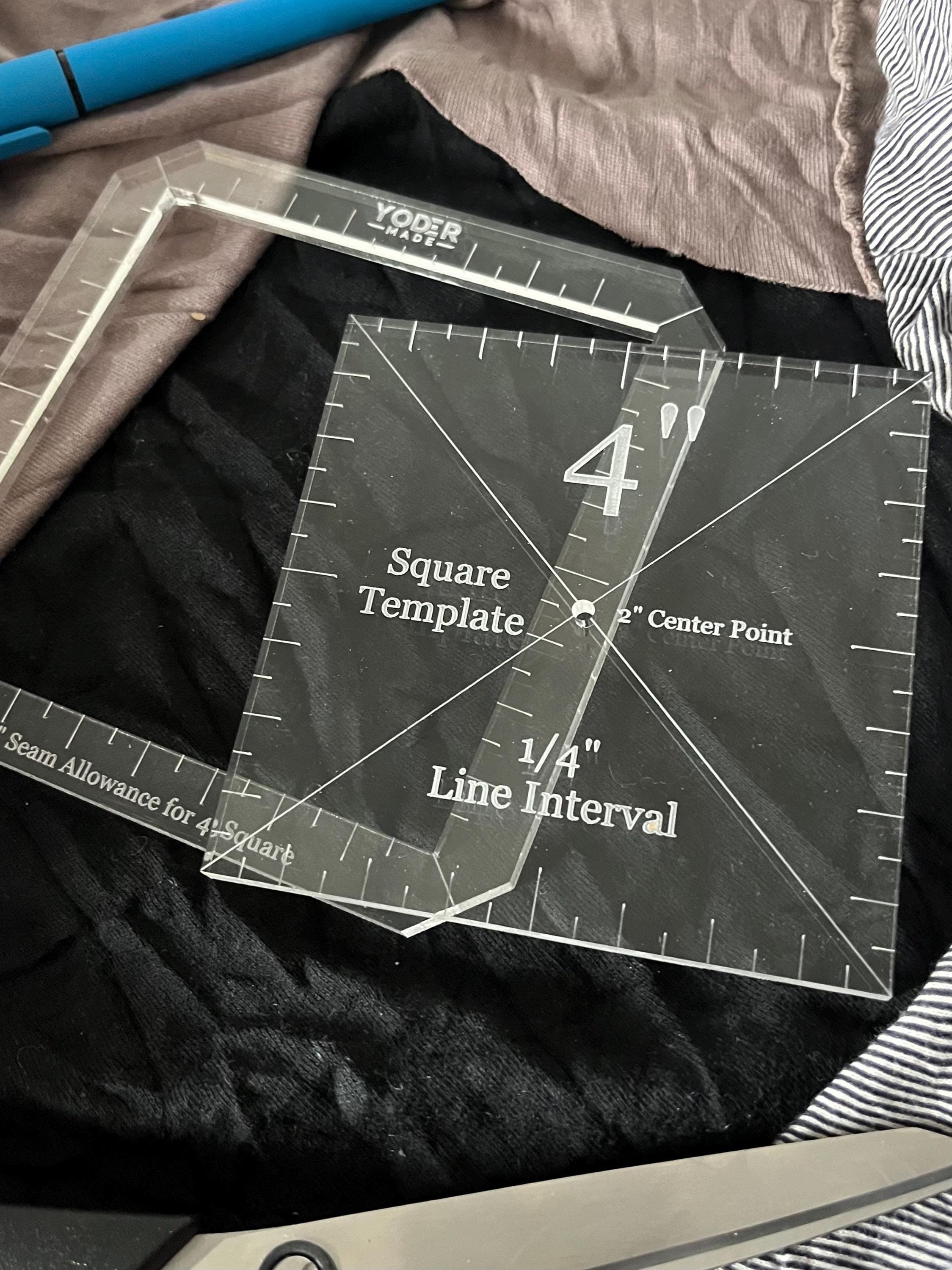 Quilt-As-You-Go Square Templates - QAYG Acrylic Quilting Ruler for Patchwork, 2.5” to 5” Size, DIY Quilt Block Guide, Reusable Quilting Tool