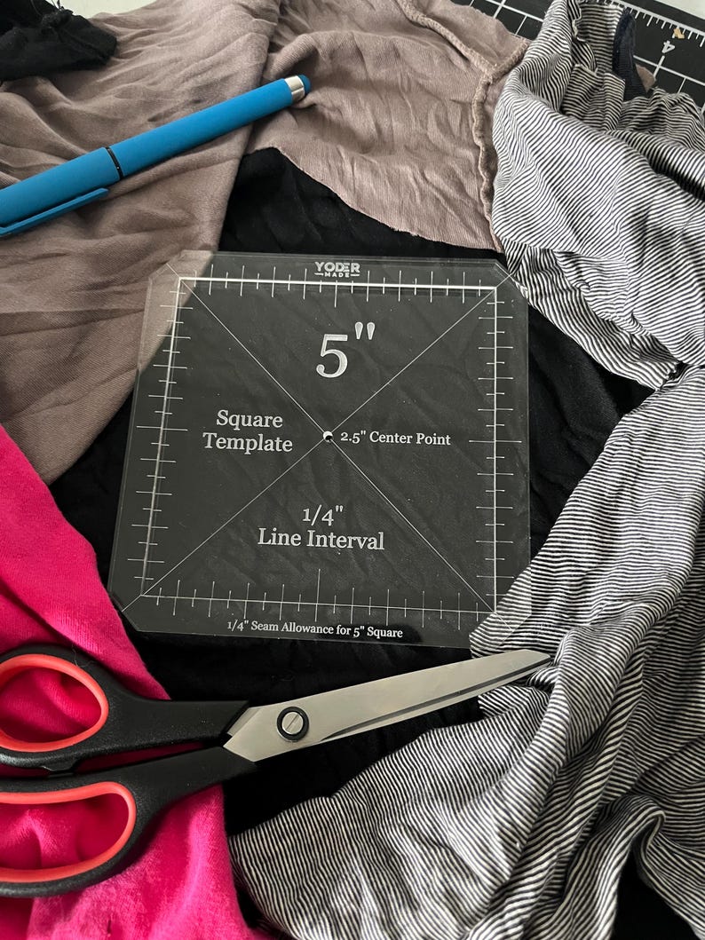 Highlighted Interval Ruler Quilt-as-you-go Square Templates - QAYG Acrylic Quilting Ruler for ...