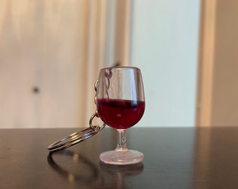 Mini Red Wine Glass Keychain