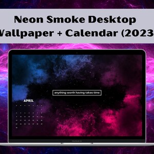 Fond d’écran Neon Smoke + Calendrier 2023 | Windows & Mac Desktop Wallpaper Neon Blue Pink 2023 Desktop Calendar Télécharger