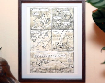 Parasaurolophus "Ponytail" A5 Comic Print