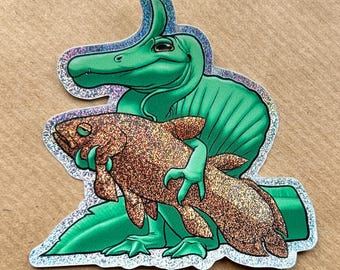 Spinosaurus mirabilis Dinosaur Glitter Sticker