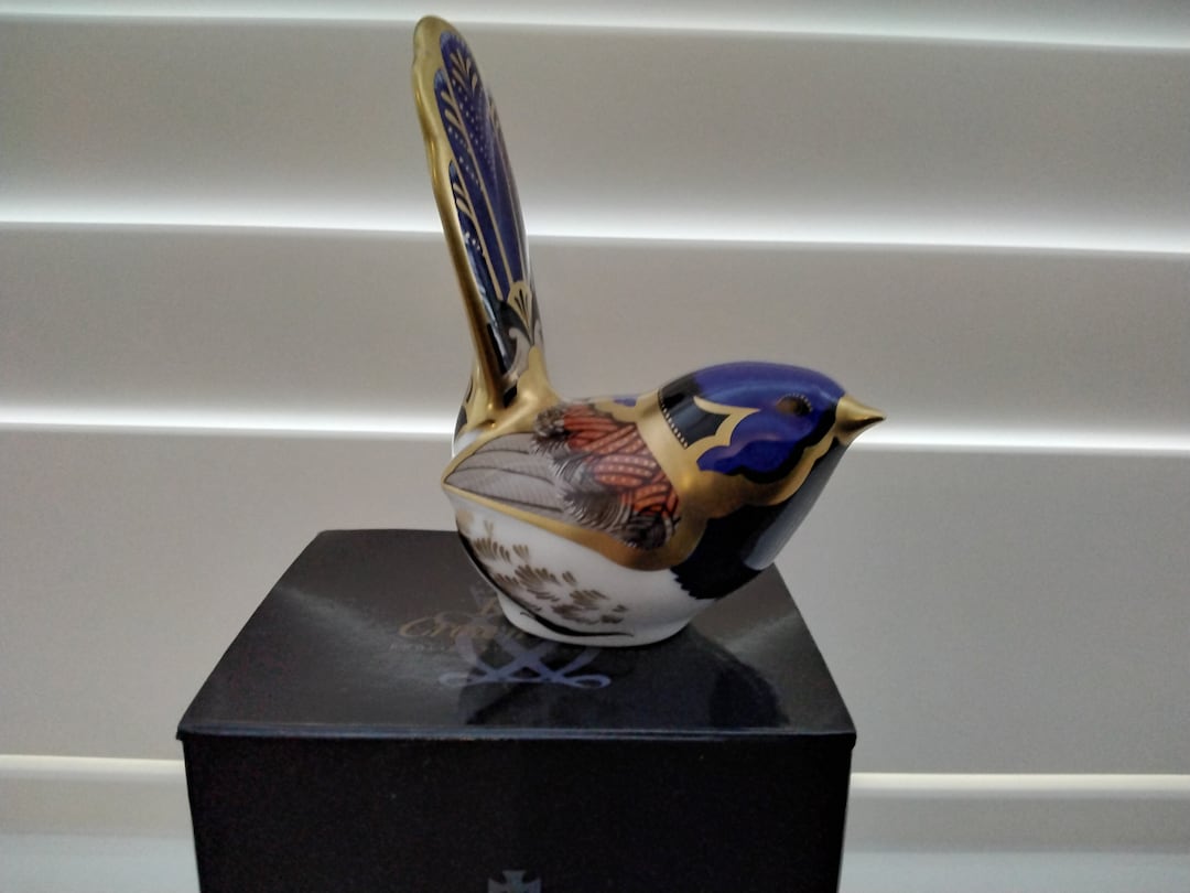 A Royal Crown Derby Paperweight Fairy Wren Etsy