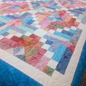 Handmade Batik Queen Quilt – Colour-Washed Cotton Patchwork