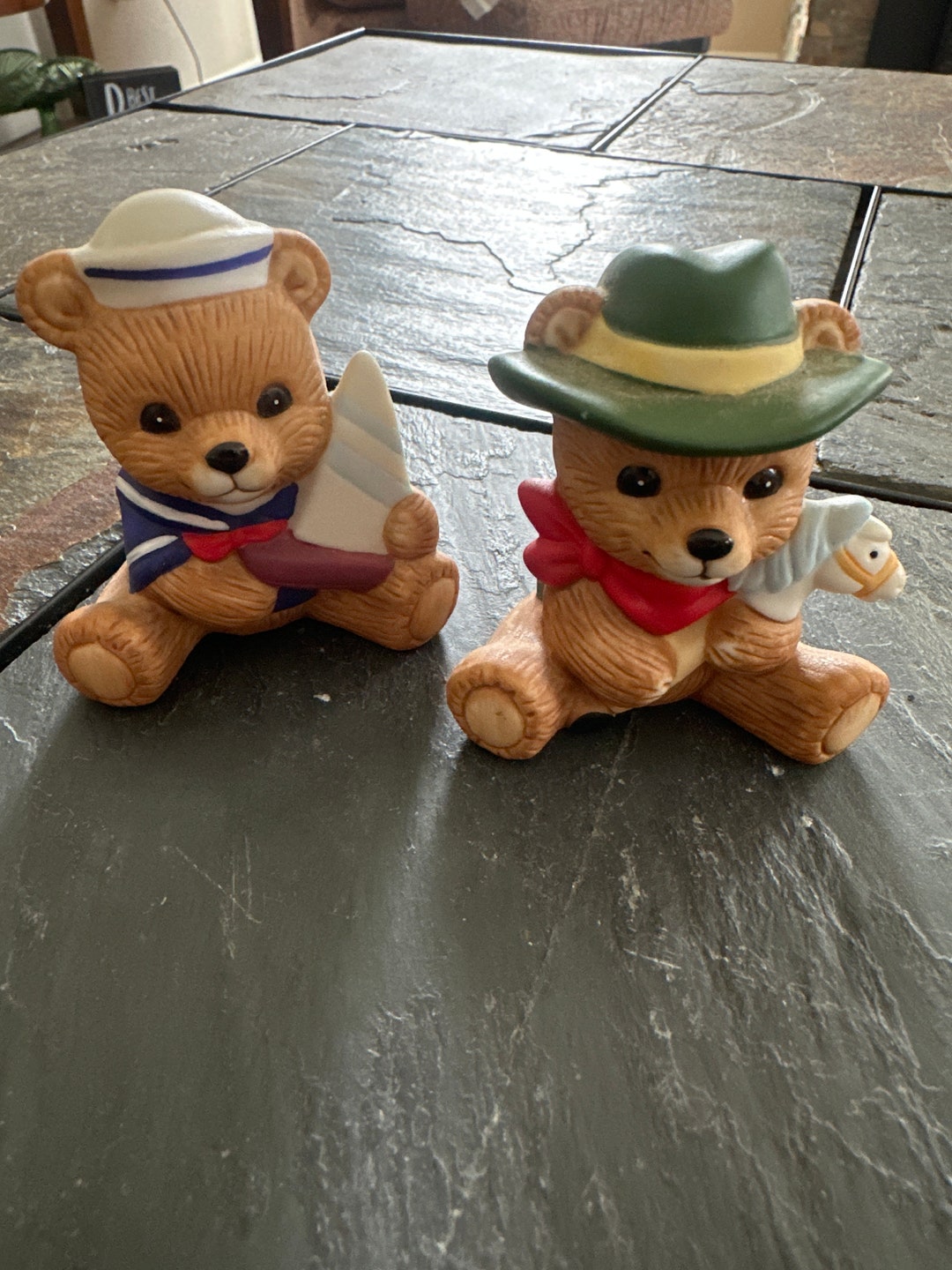 Homco Playtime Teddy Bears Figurines Set of 2 Sailor Cowboy Etsy