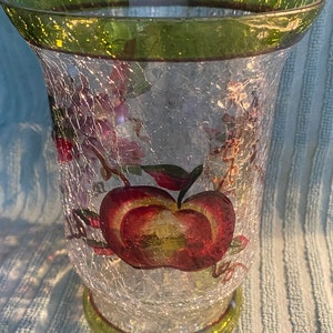 Crackle vase/candle votive fruit pattern with fruit