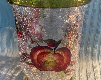 Florero crepitante/vela votiva patrón de fruta con fruta