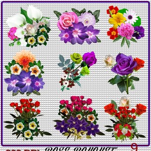 Floral Bouquet PNG Clipart: Wildflower Rose Designs (Digital Download)