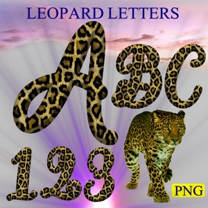 leopard font alphabet clip art,wild animal letters and numbers,3D leopard png,printable letters and numbers
