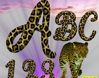 Leopard Print Alphabet: 3D Letters and Numbers PNG (Digital Download)