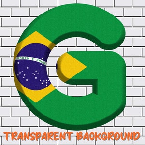 Brazilian Flag Alphabet Clipart: PNG Letters, Numbers, Punctuation ...