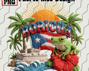Boricua Puerto Rico Faux Yarn PNG Digital Art PNG