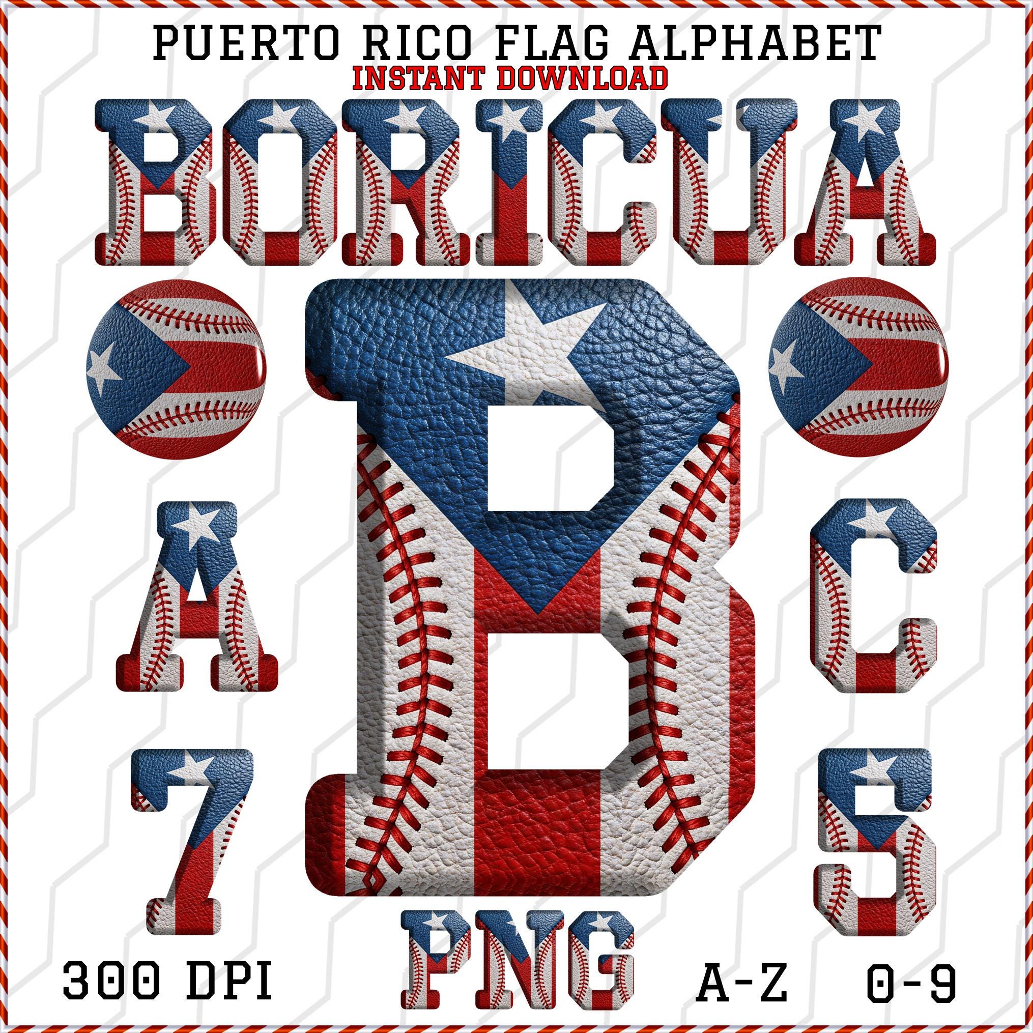 Puerto Rico Flag Alphabet PNG Bundle, Boricua Baseball Letters (digital ...