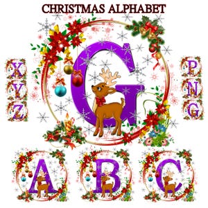 Christmas Alphabet PNG Clipart: Reindeer Letters (Digital Download)