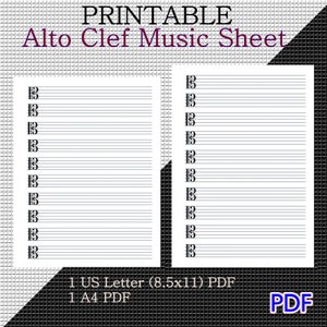 Printable Alto Clef Sheet,Letter/A4,Blank Music