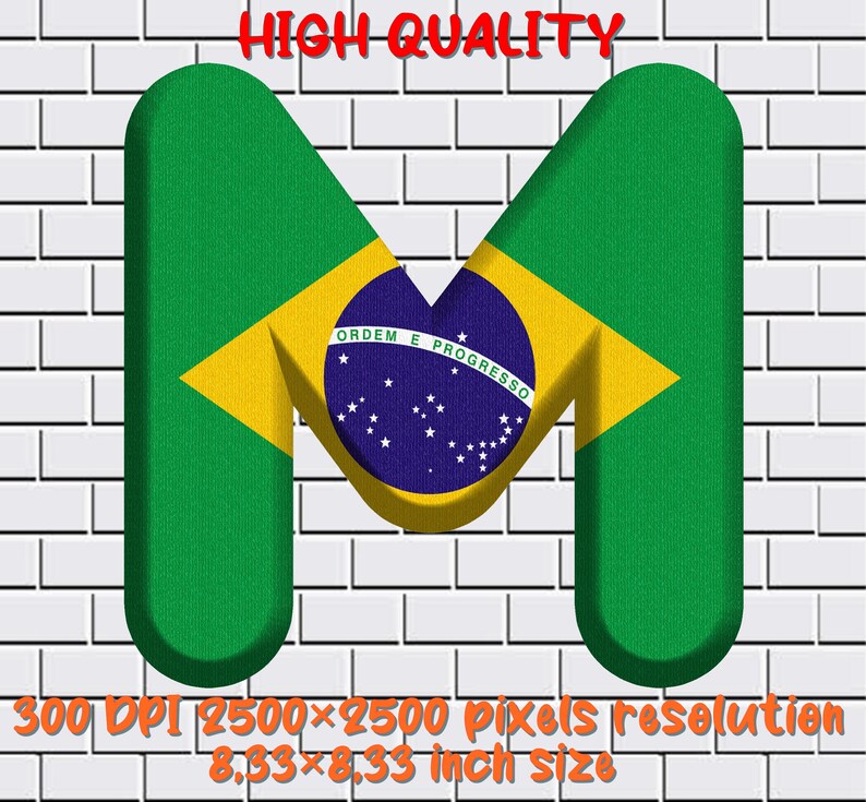 Brazilian Flag Alphabet Clipart: PNG Letters, Numbers, Punctuation ...