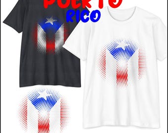 Puerto Ricos flagga i halvtonsdesign: Retro patriotisk clipart (SVG, PNG digital nedladdning)