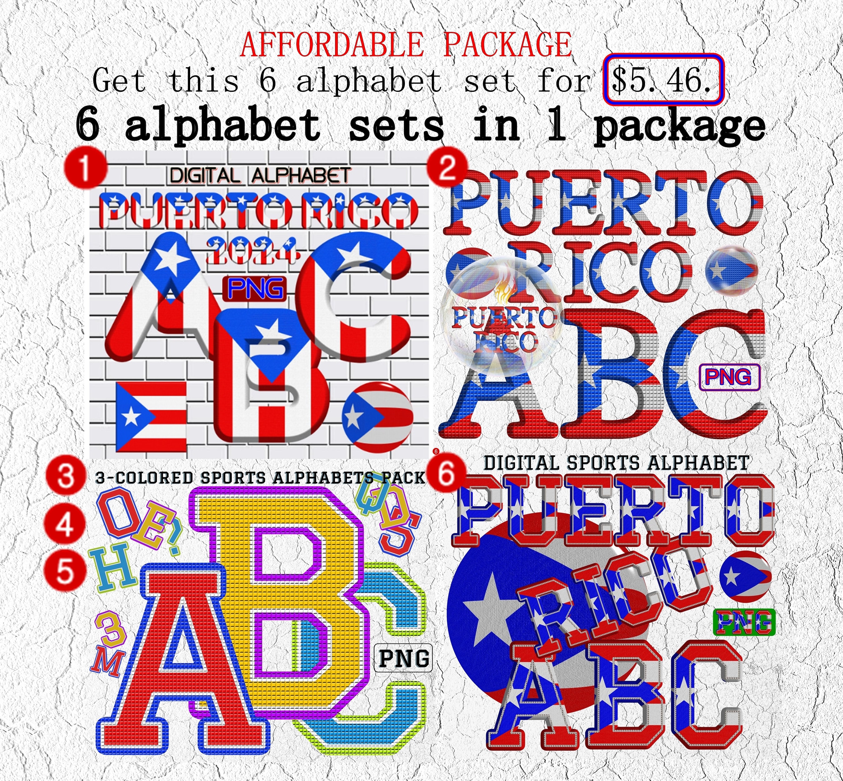 Puerto Rico Flag Alphabet Clip Art: PNG Letters, Numbers, Flags PNG - Etsy