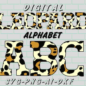 Leopard alphabet clip art, leopard pattern letters numbers svg file, wild animal letters, png letters
