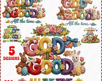 Faux Yarn Easter PNG Bundle - God is Good Digital Clipart 5 Pack, Commercial Use