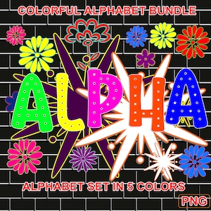 dotted font png bundle,Marquee Letters,Marquee Letters png, colorful flower elements,printable alphabet clipart,polka dot alphabet