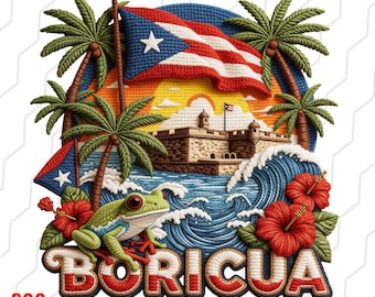 Puerto Rico PNG | Orgullo Boricua Embroidery Art