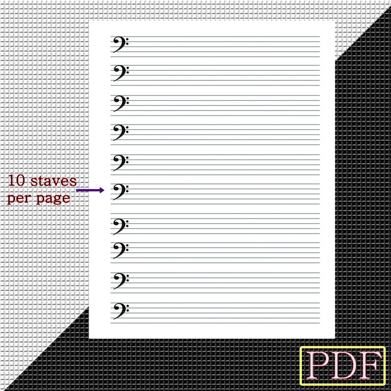 Printable Bass Clef Sheet Music,bass Clef Sheet, Blank Music Bass Clef
