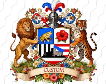 Puerto Rico Family Crest  Personalized Wedding & Family Emblem  Digital Download