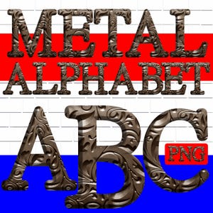 metalen alfabet clipart, ijzeren messing letters, metalen lettertype png-letters, cijfers en leestekens, patroon gegraveerde bronzen letters, 3D-alfa
