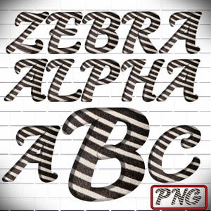 Alfabeto de fuente de cebra PNG clipart, letras y números con rayas blancas y negras, letras de animales salvajes, letras y números 3D imprimibles