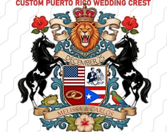 Puerto Rico Wedding Crest  Personalized Family Emblem Digital Download PNG JPG PDF