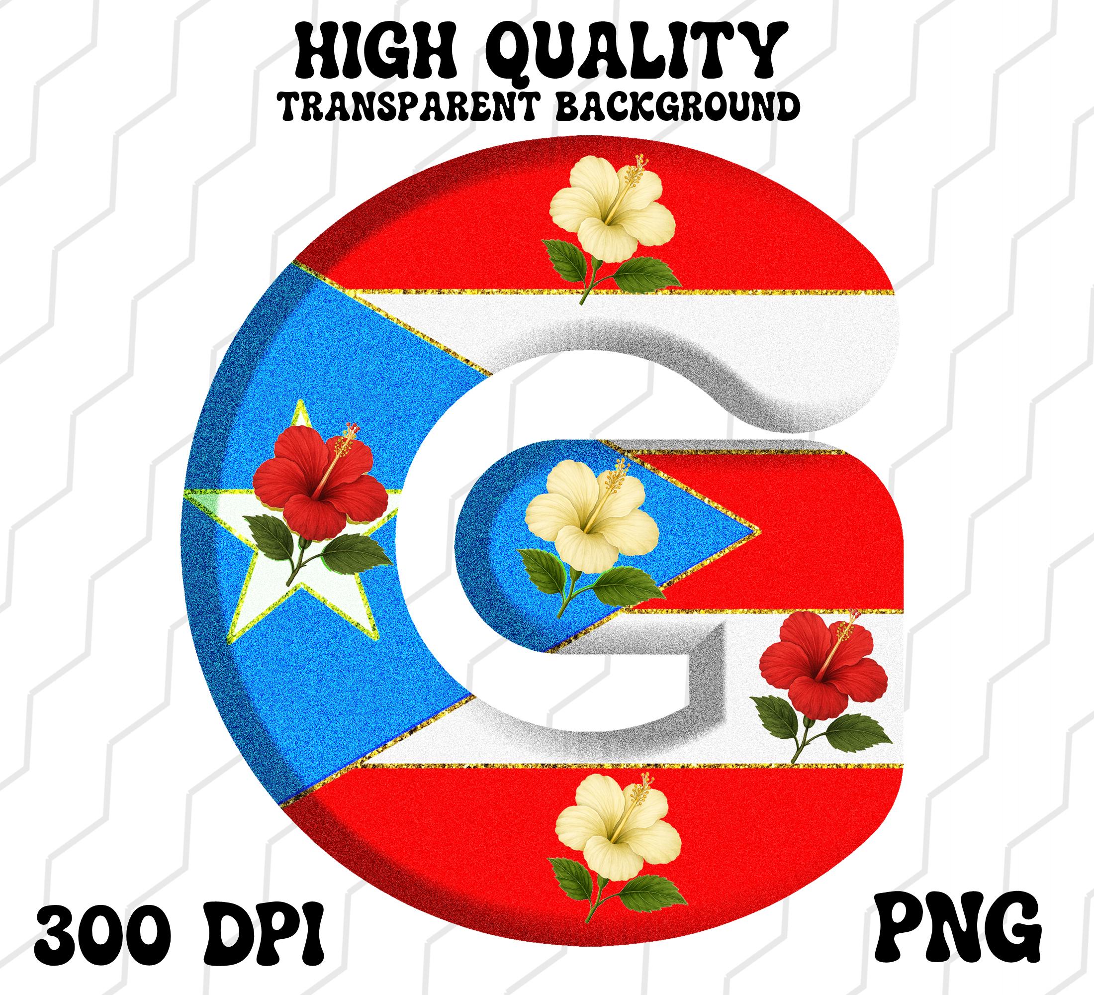 Puerto Rico Flag Alphabet Cultural PNG Bundle Boricua Letters ...