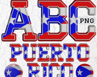 Clipart do alfabeto da bandeira de Porto Rico: Letras patrióticas PNG