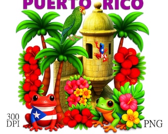 Puerto Rico Boricua PNG Bundle, Coquí Frog, El Morro Design (Digital Download)