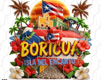 Puerto Rico 3D Boricua Digital Art – Isla del Encanto PNG