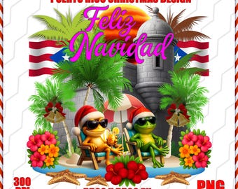 Puerto Rico Christmas PNG | Tropical Feliz Navidad boricua Art