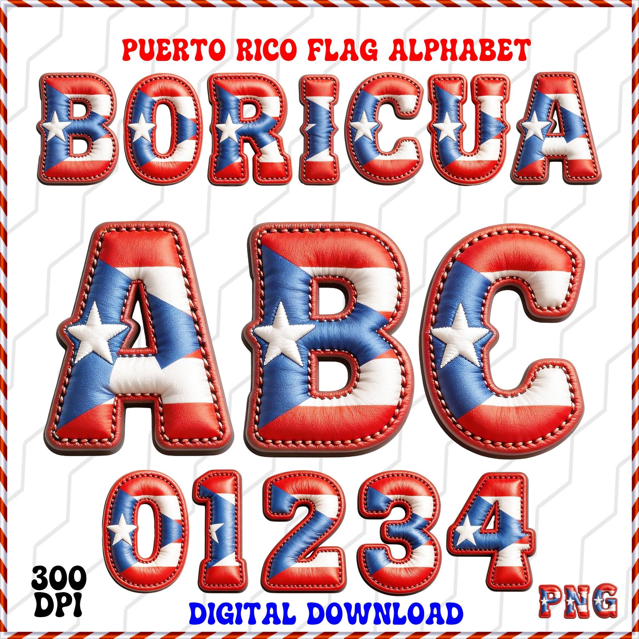 Puerto Rico Flag Alphabet PNG Bundle - Boricua Letters & Numbers Set ...