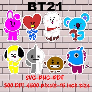 BT21 svg, BTS PNG digitale Aufkleber, Kpop svg, K Pop Png Clipart, koreanische Gruppe svg