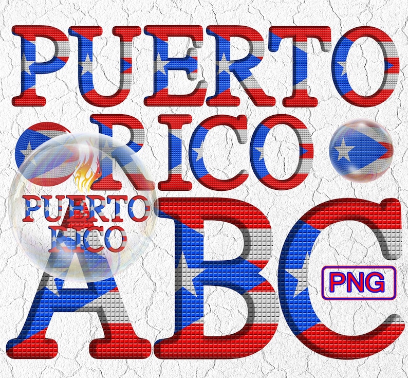 Puerto Rico Flag Alphabet Clip Art Bundle PNG - Etsy