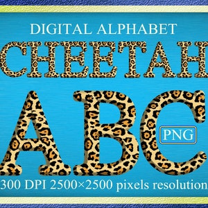 Cheetah Print Alphabet Clipart: Animal Font PNG (Digital Download)