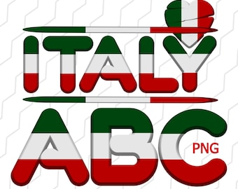 Italian Flag Alphabet & Numbers PNG | Italy-Themed Letters for Crafts and Education